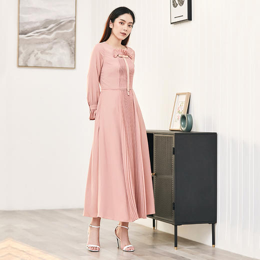 EITIE爱特爱品牌女装秋款优雅纯色日常婚宴礼服中长款A字裙5877509 商品图2