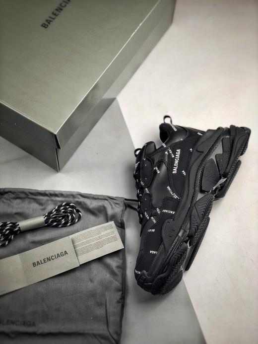 男女鞋 balenciaga triple s 純黑彈幕老爹鞋 巴黎世家