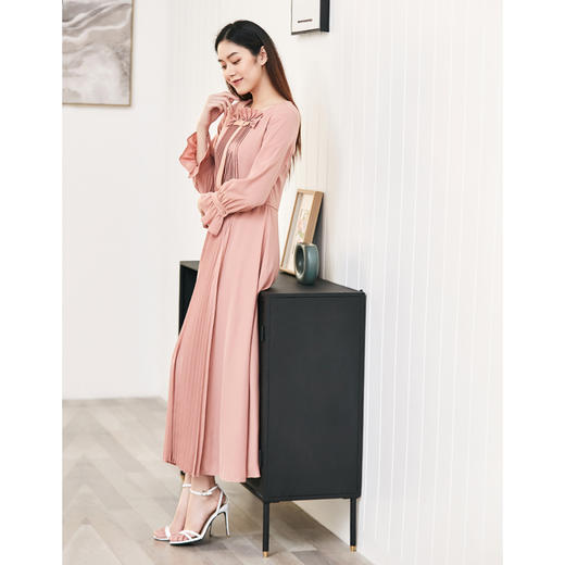 EITIE爱特爱品牌女装秋款优雅纯色日常婚宴礼服中长款A字裙5877509 商品图3