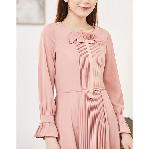 EITIE爱特爱品牌女装秋款优雅纯色日常婚宴礼服中长款A字裙5877509 商品图4