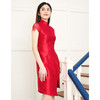 EITIE爱特爱品牌女装秋季优雅立领日常婚宴绣花红色礼服女5877523 商品缩略图1