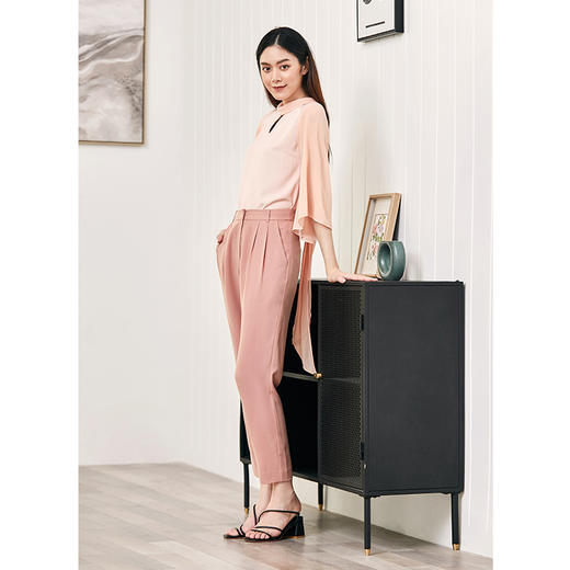 EITIE爱特爱夏季新款简约时尚百搭通勤OL修身长裤九分裤女裤5505213 商品图2