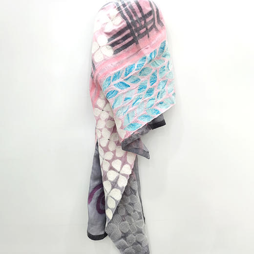 SAIMA丝绸羊毛披巾-紫色 商品图0