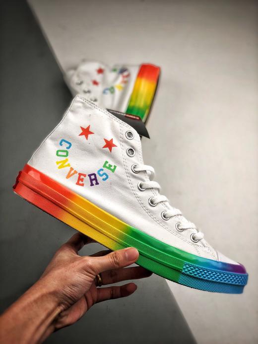 converse all star smiley彩虹情侣帆布板鞋 匡威all star 高帮