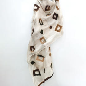 JIPARA 彩色丝绸羊毛披巾-棕色