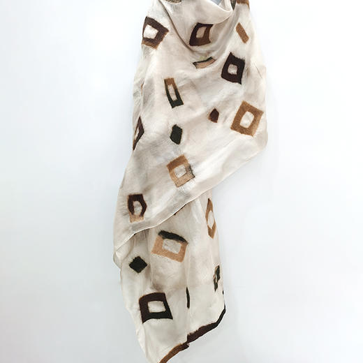 JIPARA 彩色丝绸羊毛披巾-棕色 商品图0