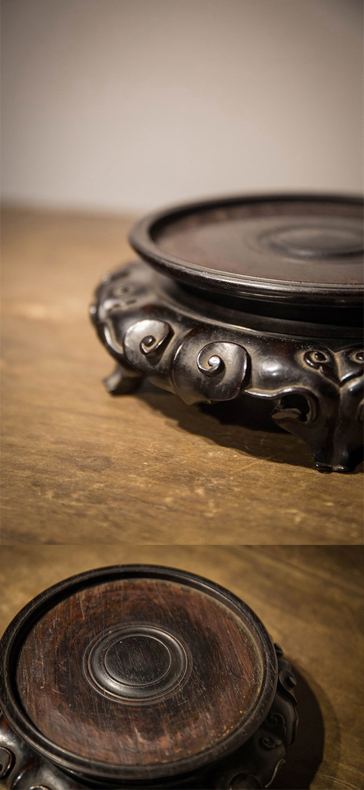 清 红木云纹五足底座