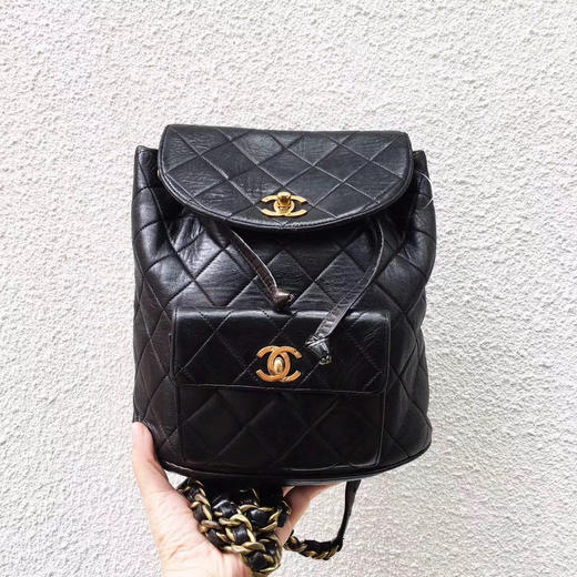 chanel香奈儿 经典黑金duma双肩包