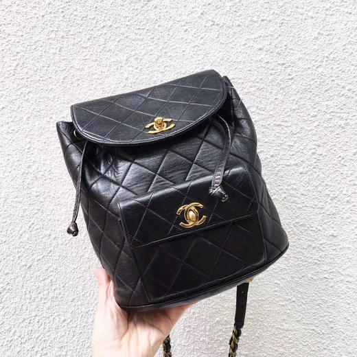 chanel香奈儿 经典黑金duma双肩包