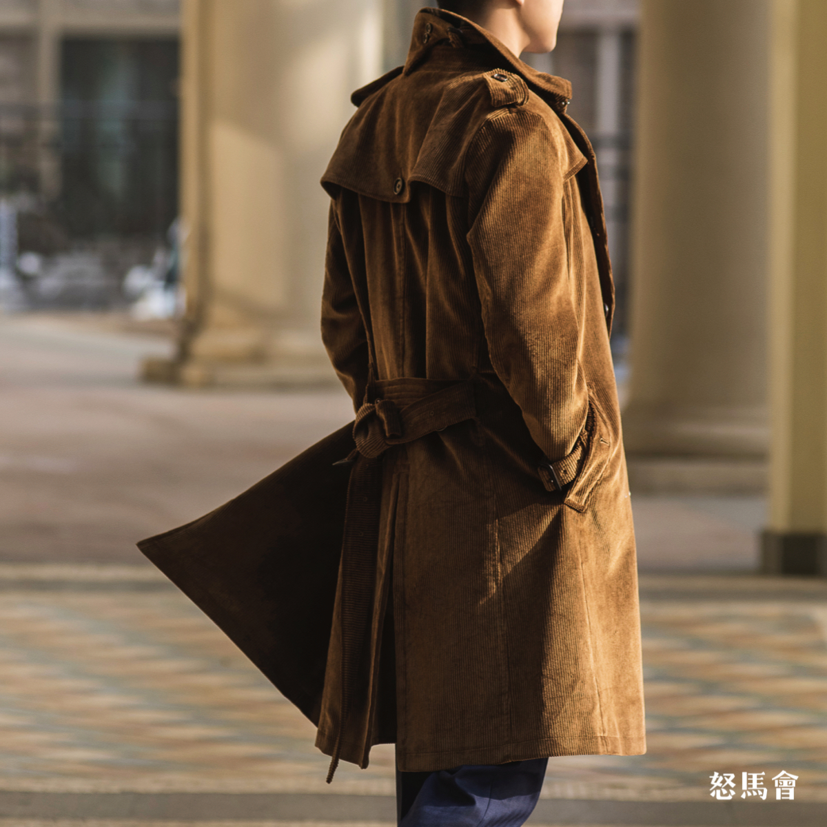 hardy minnis eskdale 700克英式重磅灯芯绒棉质咖啡棕战壕风衣