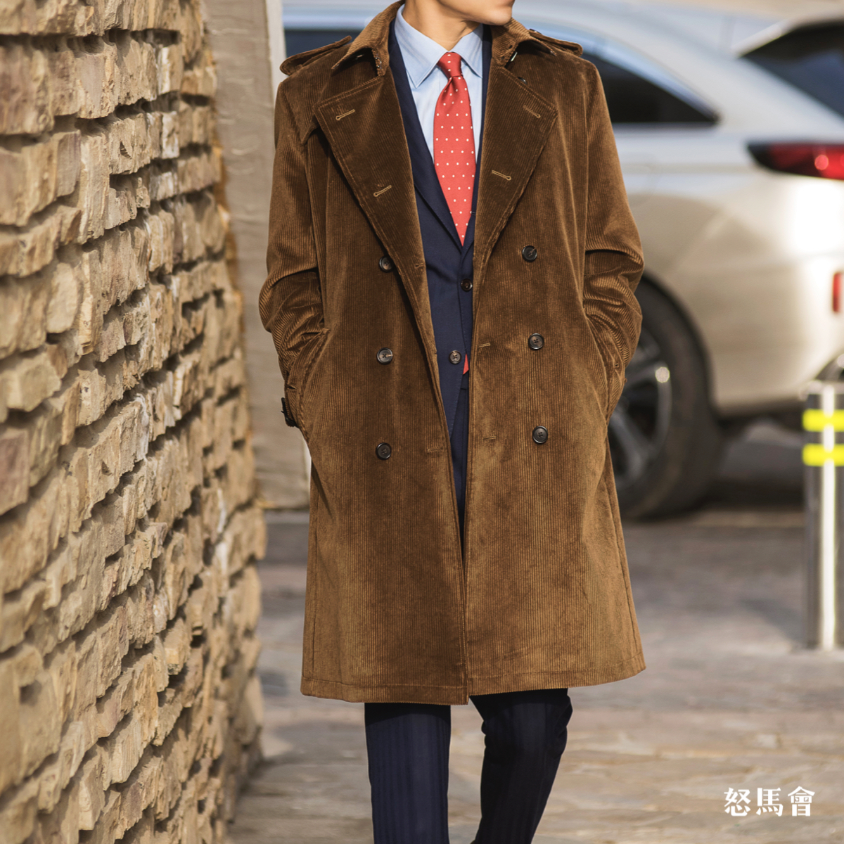 hardy minnis eskdale 700克英式重磅灯芯绒棉质咖啡棕战壕风衣