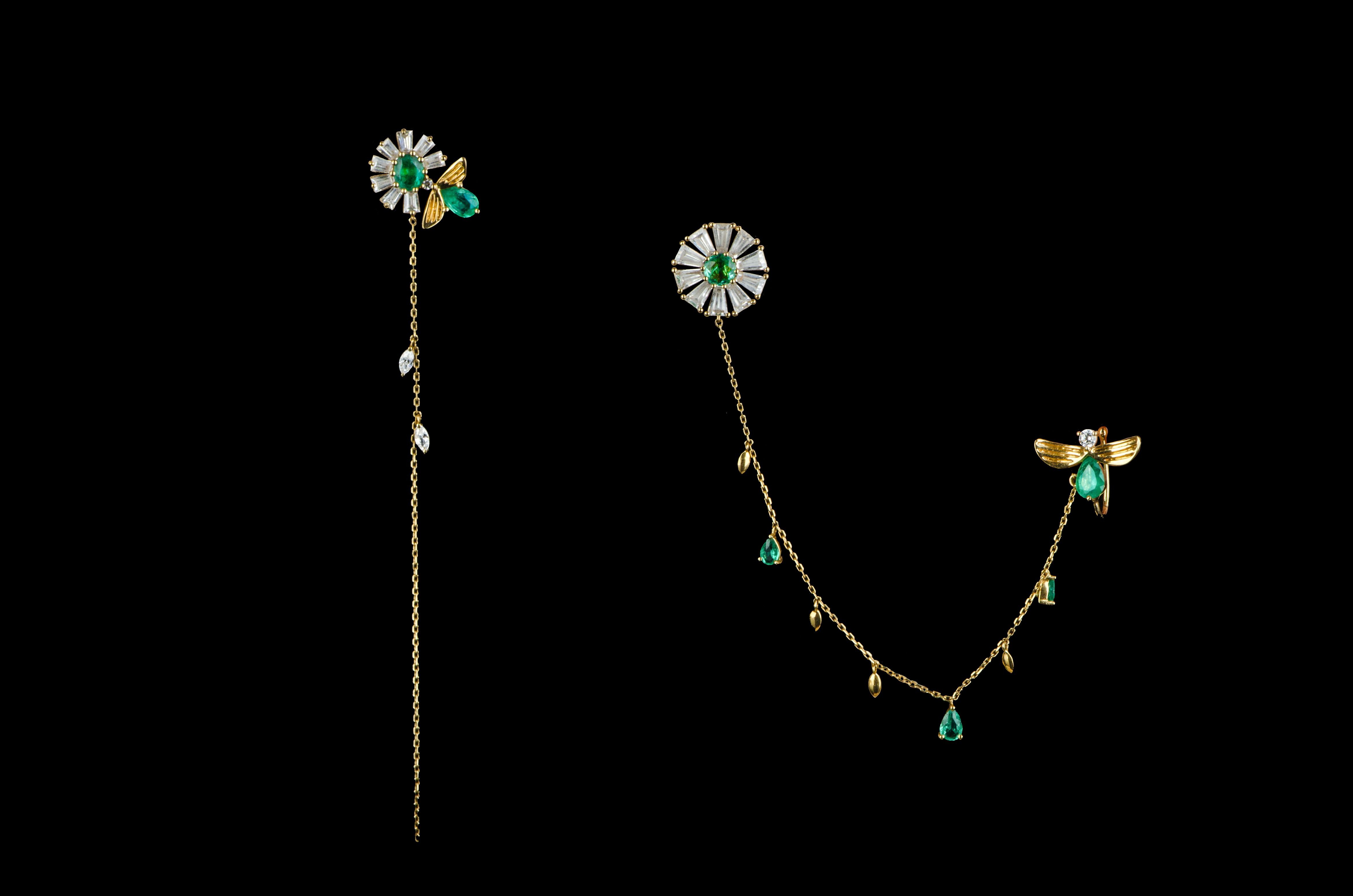 (一口价)angiebella18k沙弗莱锆石耳吊 - angiebella珠宝格格珠宝工作