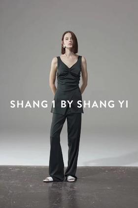 宽肩带叠搭下摆上衣