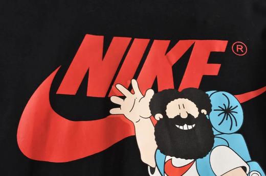 美国正品代购02.20 nike 钩子hike圆领卡通对勾宽松休闲情侣短袖t恤!
