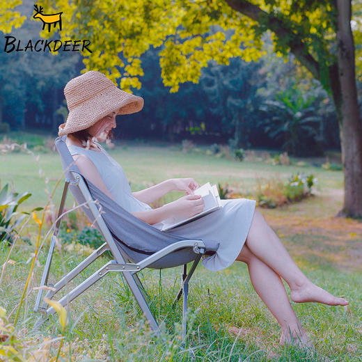 黑鹿户外折叠椅 铝合金宽松便携懒人椅子 露营沙滩靠背钓鱼月亮椅 商品图1