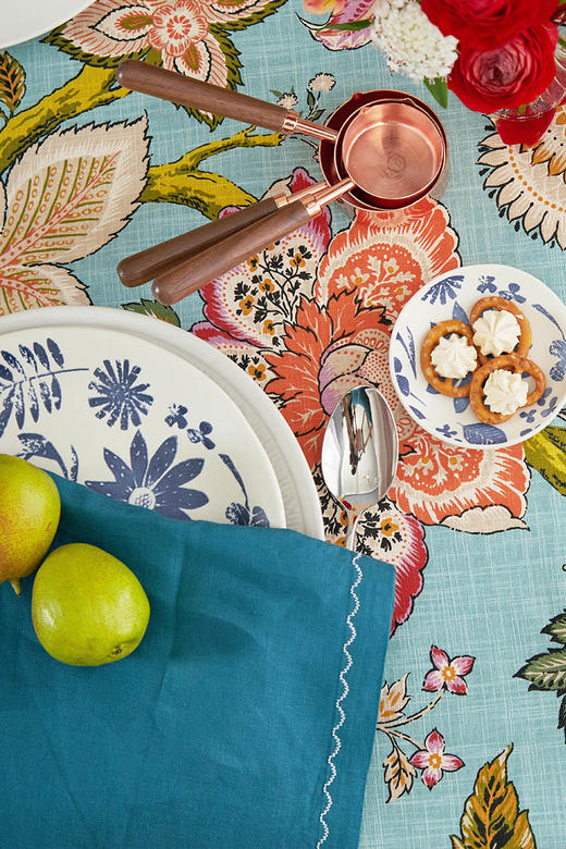 桌布美式田园桌布餐桌布艺蓝色银莲桌布茶几布盖布 商品图4