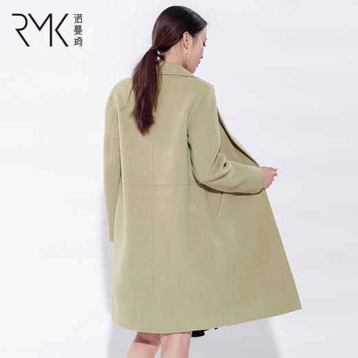 31848373诺曼琦女装羊绒双面呢大衣2019冬季气质高腰中长款西装领毛呢