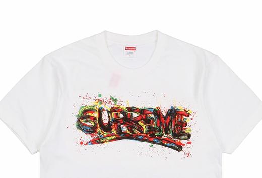 supreme 20ss paint logo 喷漆涂鸦logo印花短袖