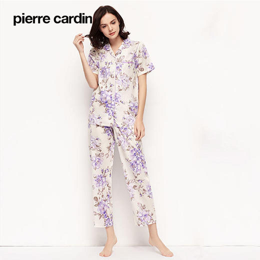 【大暑清凉购】皮尔卡丹女款夏季家居印花短袖套装舒适休闲PB22305 商品图0