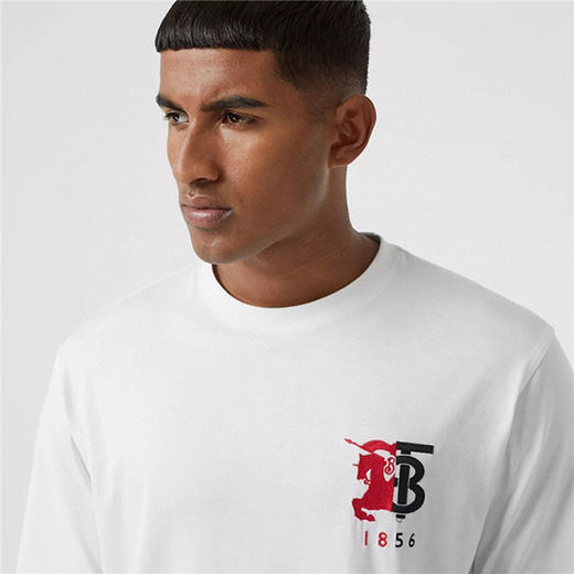 雷普赛儿夏季巴宝莉tb战马刺绣圆领t恤