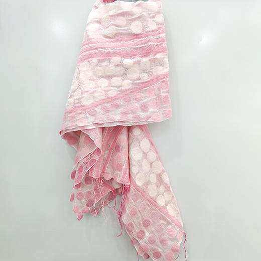 SAIMA丝绸羊毛披巾-流苏粉色 商品图0