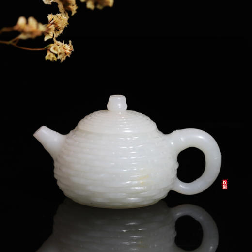和田玉（白玉）籽料玉壶--竹编壶（宋鸣放）116.53g 商品图0
