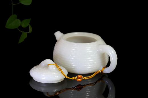 和田玉（白玉）籽料玉壶--竹编壶（宋鸣放6659）146.10g 商品图4