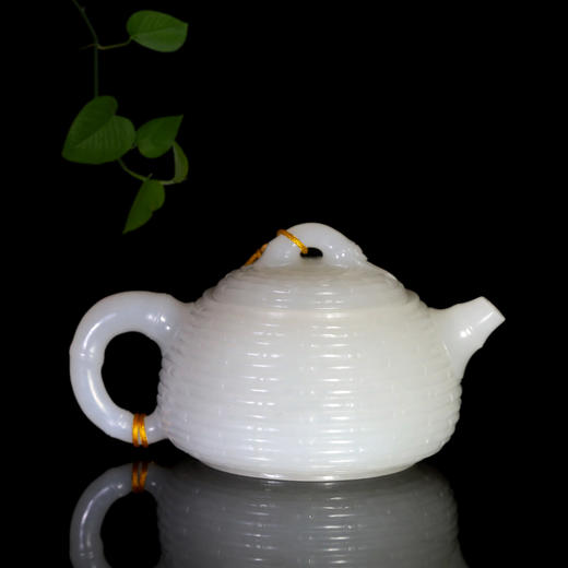 和田玉（白玉）籽料玉壶--竹编壶（宋鸣放6659）146.10g 商品图1