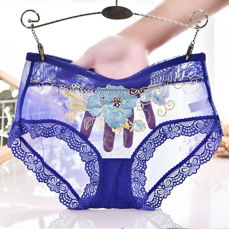 wy 热销精品内衣4件装-蕾丝刺绣内裤女士高端透明提臀纯棉裆透气中腰