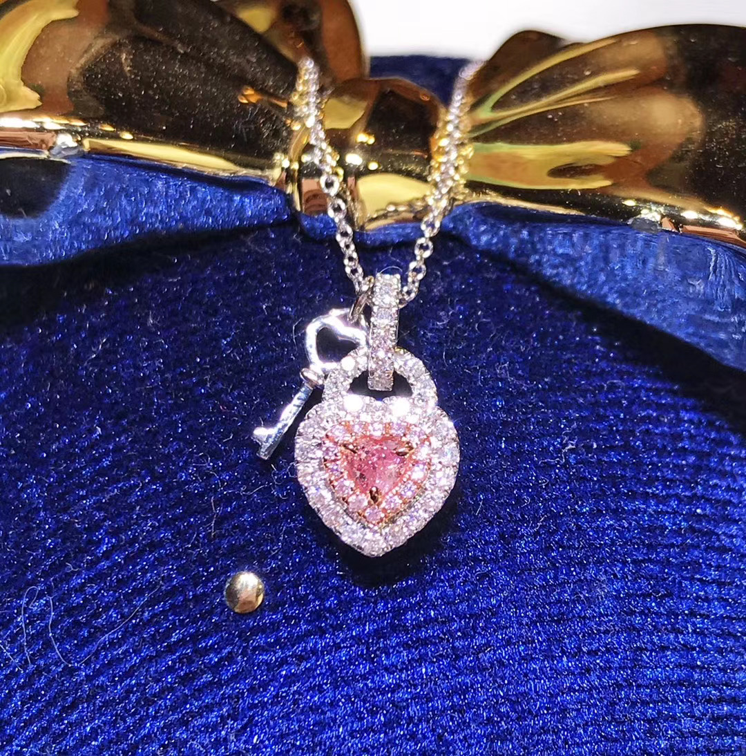【粉钻锁骨链】给你最粉嫩的心 少女心心形粉钻项链贴心配开启幸福