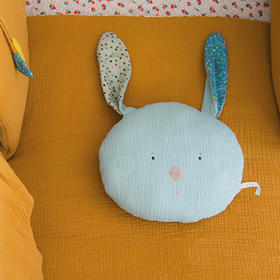 法国moulinroty茉兰若缇俏丽系列蓝色小兔婴儿棉纱儿童床垫子（28x25cm）