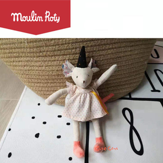法国moulinroty茉兰若缇小时光系列迷小毛绒老鼠拉拉-点点裙子(24 cm) 商品图0