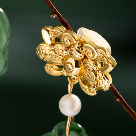 【故宫饰品】翠秋耳夹-步步锦古风汉服超仙耳夹无耳洞耳饰