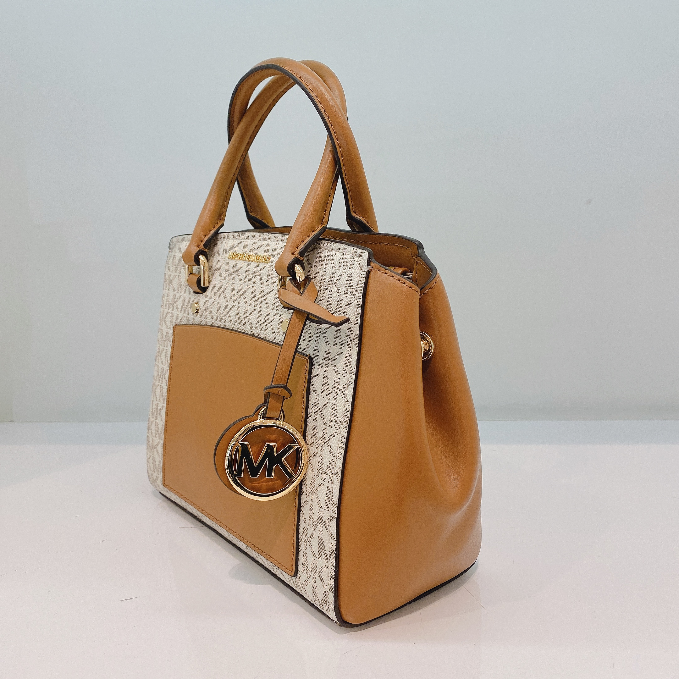 2折】1楼mk park手拎包 香草白老花/棕色老花 原价3600