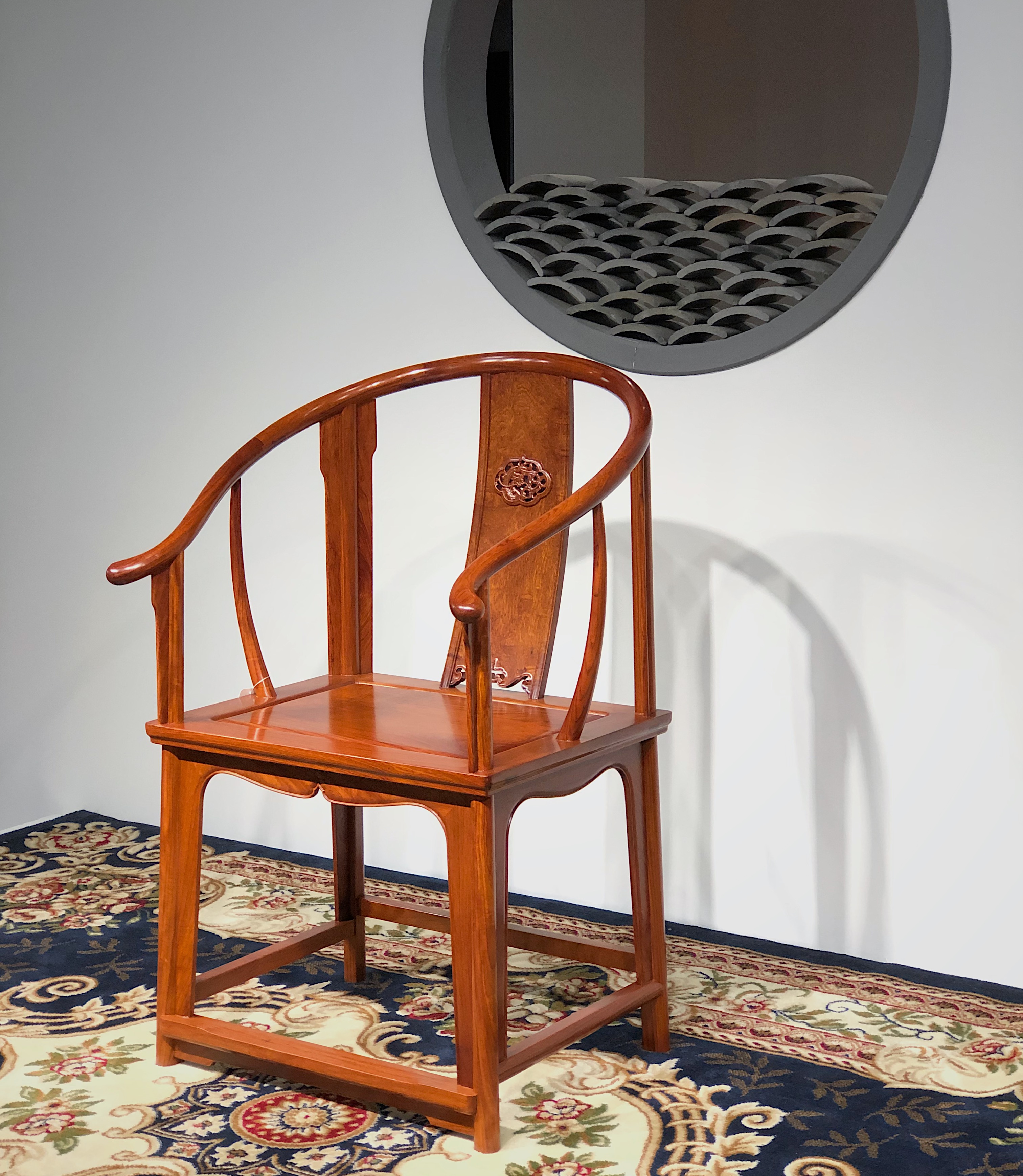 红桥红家具严选缅甸花梨大果紫檀螭龙圈椅三件套