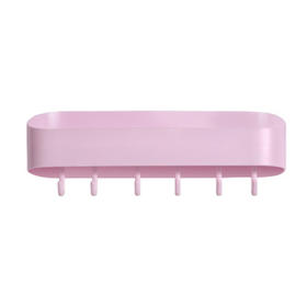 几何带挂钩置物架（粉色）