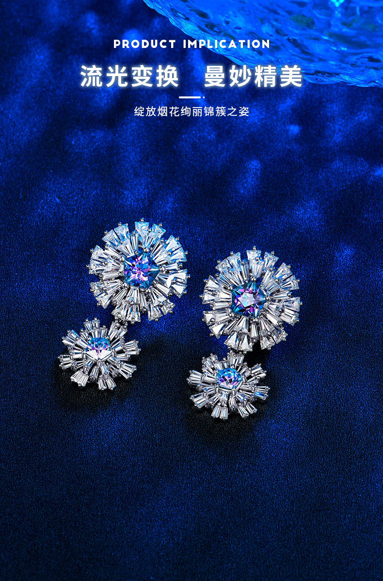 卡蒂罗耳钉女纯银时尚个性耳饰花朵2020年新款潮镶施华洛世奇锆