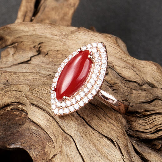 三井大克拉红珊瑚戒指央广独供 货号128388