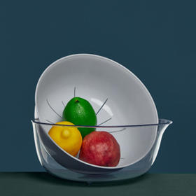 圆形双层沥水篮（灰色）