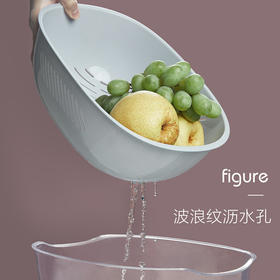 方形双层沥水篮（灰色）