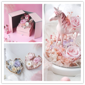 【芸艺美学馆】小鹿永生花灯玻璃罩