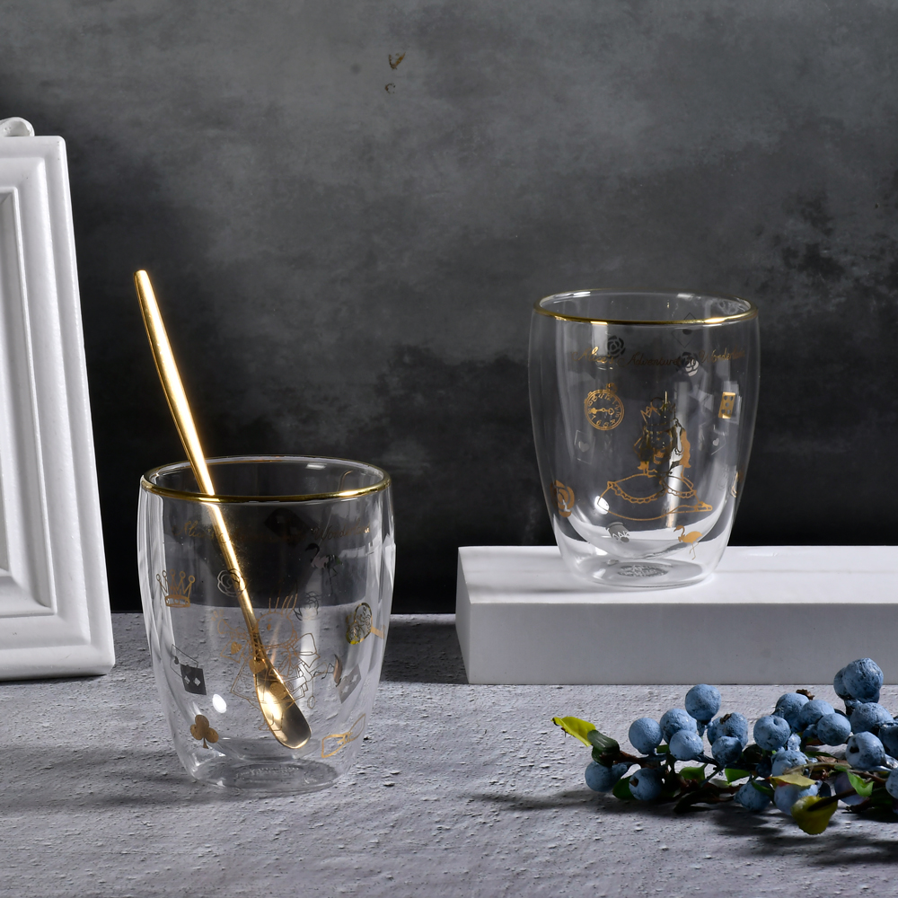 tbm大英博物馆 爱丽丝漫游奇境双层玻璃杯300ml