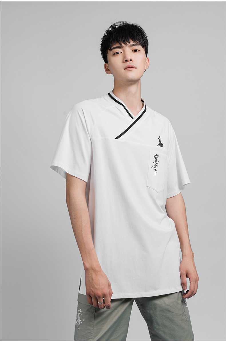 沐汉风男装汉元素宽窄日常古中国风休闲棉短袖上衣宽松男士t恤夏