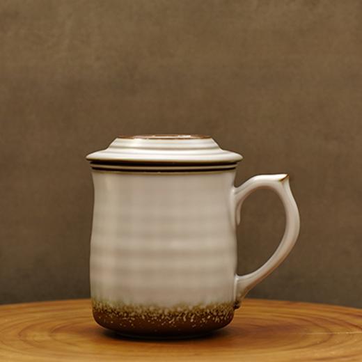 【高杯】活瓷 浪纹三件杯（带茶漏）360ml油脂釉 商品图0