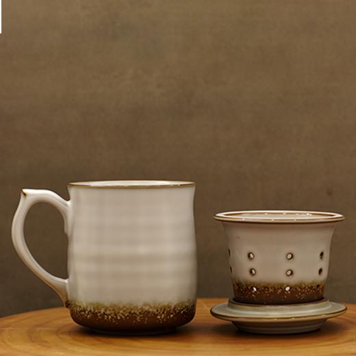 【高杯】活瓷 浪纹三件杯（带茶漏）360ml油脂釉 商品图1