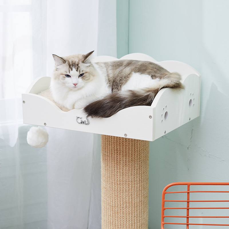【幸运土猫】cats猫家具猫咪床边床窗边床 木制猫床 粗剑麻猫抓柱