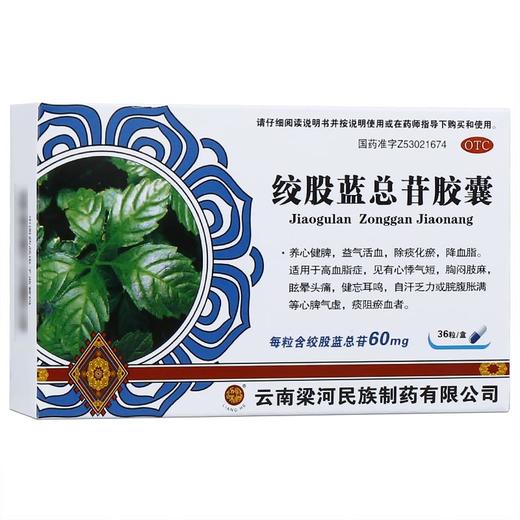 36粒梁河绞股蓝总苷胶囊养心健脾益气活血除痰化瘀降血脂眩晕头痛