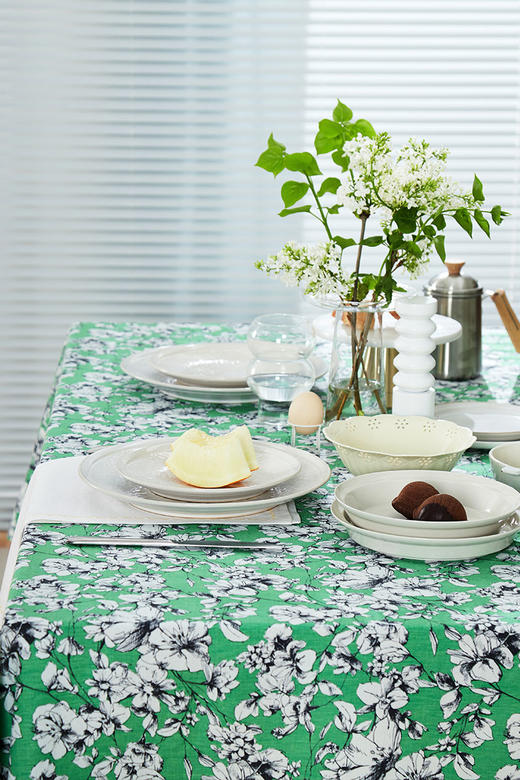 方桌布欧式田园餐桌布水绿玛格特亚麻桌布 商品图2