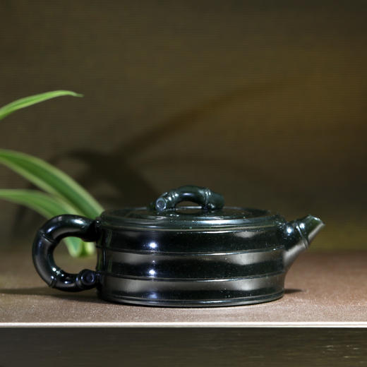和田玉（青玉）玉壶--竹节圆壶（宋鸣放6692）142.63g 商品图1