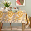 方桌布欧式田园餐桌布芥黄如意棉麻桌布 商品缩略图1
